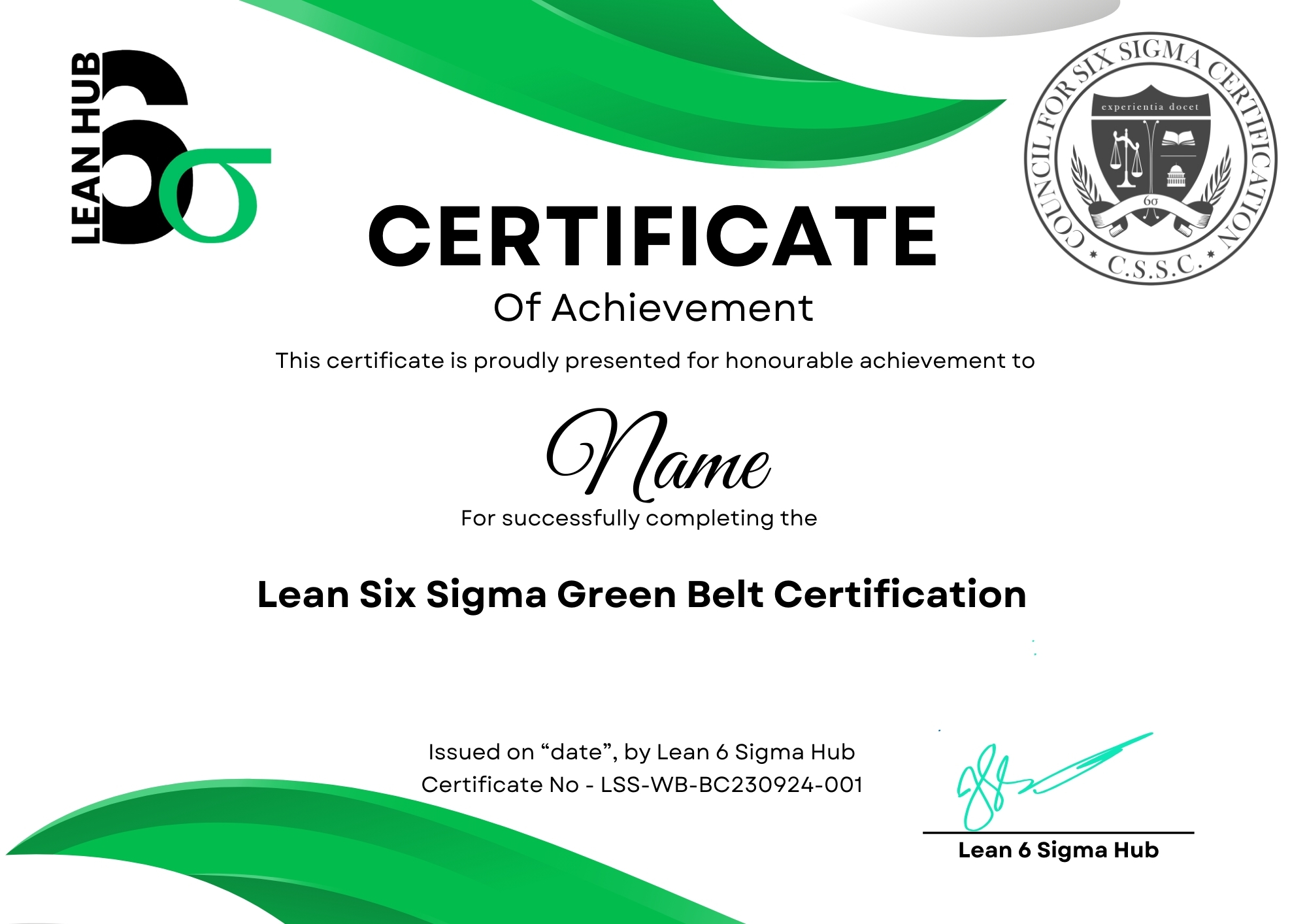 Lean Six Sigma Yellow Belt Certificate